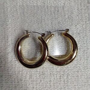 Goldtone large wire hoop earrings